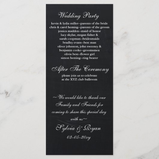 Chalkboard mariages de automne programmes de la lo (Dos)