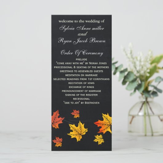 Chalkboard mariages de automne programmes de la lo (Debout devant)