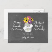 Chalkboard Mason Fleurs Jar Enregistrer Date Carte (Devant / Derrière)
