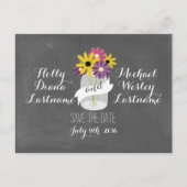 Chalkboard Mason Fleurs Jar Enregistrer Date Carte (Devant)