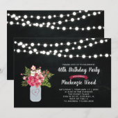 Chalkboard, Mason Jar 40th Birthday Invitation Kaart (Voorkant / Achterkant)