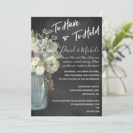 Chalkboard Mason Jar/After Wedding Invitation Kaart (Staand voorkant)
