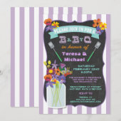 Chalkboard Mason Jar Baby Q Douche Uitnodigingen (Voorkant / Achterkant)