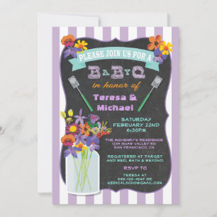 Chalkboard Mason Jar Baby Q Shower Invitations Kaart