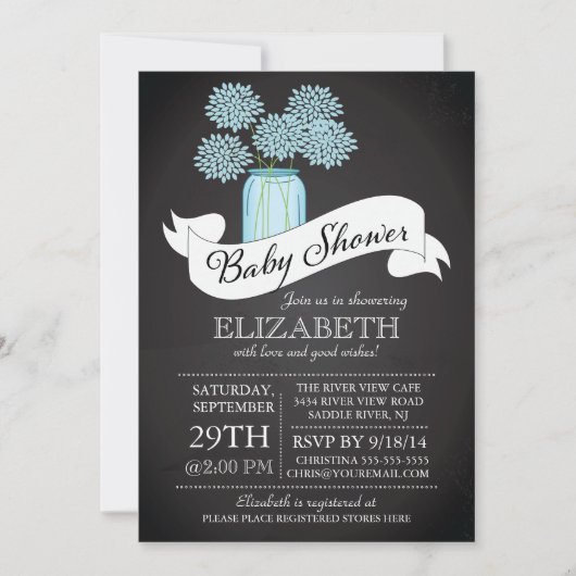 Chalkboard Mason Jar Baby shower Invitation (Devant)