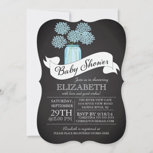 Chalkboard Mason Jar Baby shower Invitation (Devant)