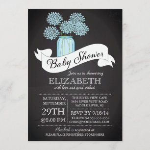 Chalkboard Mason Jar Baby shower Invitation Kaart