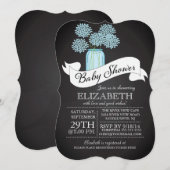 Chalkboard Mason Jar Baby shower Invitation Kaart (Voorkant / Achterkant)