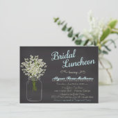 Chalkboard Mason Jar Baby's Breath Bridal Luncheon Kaart (Staand voorkant)