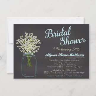 Chalkboard Mason Jar Baby's Breath Vrijgezellenfee Kaart