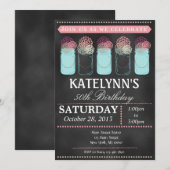  Chalkboard Mason Jar Birthday Uitnodiging (Voorkant / Achterkant)