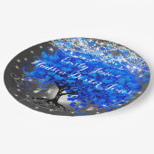 Chalkboard Mason Jar Blue Heart Leaf Firefly Papieren Bordje (Gekanteld)