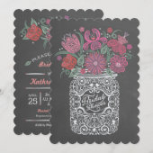 Chalkboard Mason Jar Bridal Shower Kaart (Voorkant / Achterkant)