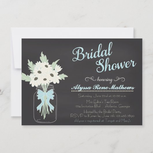 Chalkboard Mason Jar Bridal Shower Kaart (Voorkant)