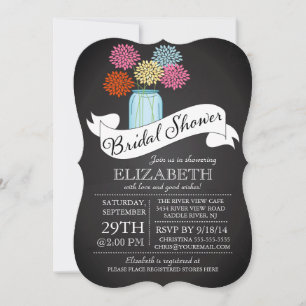 Chalkboard Mason Jar Bridal Shower Kaart