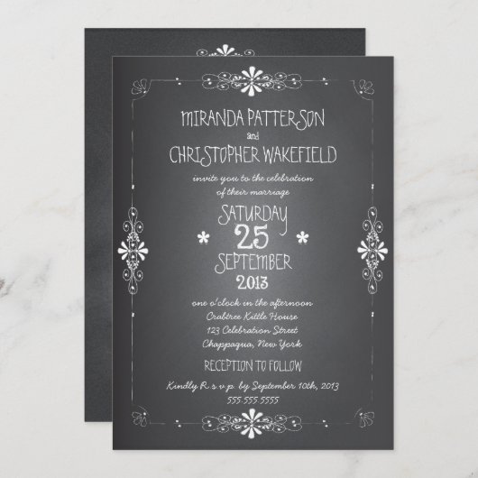 Chalkboard Mason Jar Faire-part de mariage avec RS (Devant / Derrière)