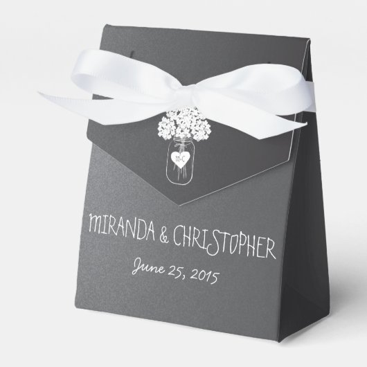 Chalkboard Mason Jar Floral Personalized Favor Box Bedankdoosjes (Voorkant Zijde)