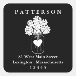 Chalkboard Mason Jar Floral Retouradres Label