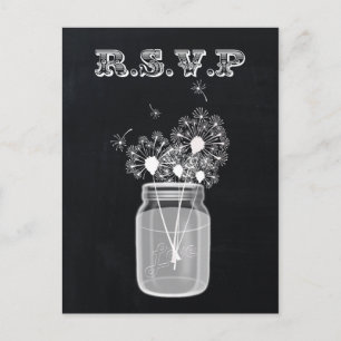 Chalkboard Mason Jar floral rsvp Uitnodiging Briefkaart