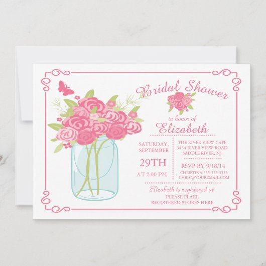 Chalkboard Mason Jar Invitation de la douche nupti (Devant)