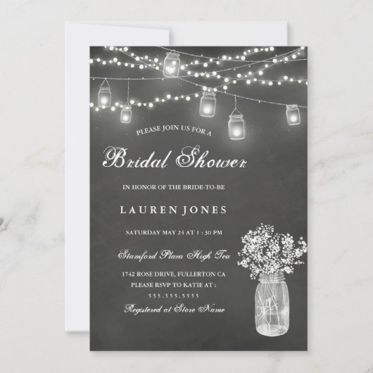 Chalkboard Mason Jar Invitation de la douche nupti (Devant)