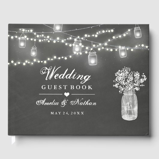 Chalkboard Mason Jar Mariage livre d'hôtes (Recto)