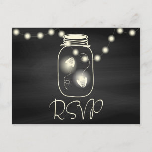 Chalkboard Mason Jar met vuurvliegjes Weddenschap Uitnodiging Briefkaart