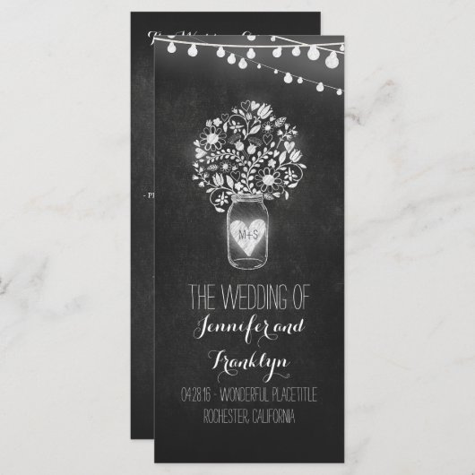 Chalkboard Mason Jar Programmes de mariage (Devant / Derrière)
