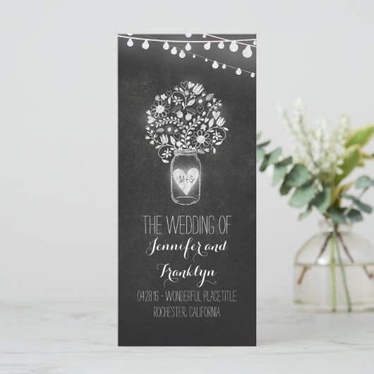Chalkboard Mason Jar Programmes de mariage (Debout devant)