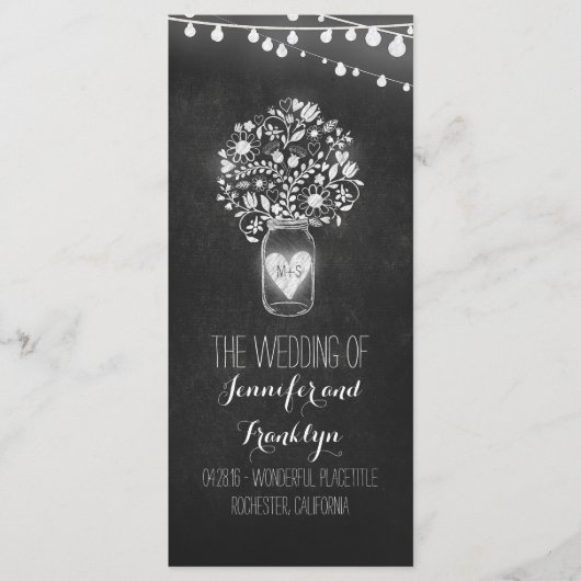 Chalkboard Mason Jar Programmes de mariage (Devant)