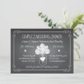 Chalkboard Mason Jar Rustic Couples Wedding Shower Kaart (Staand voorkant)