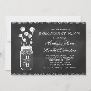 Chalkboard mason jar verlovingsfeest uitnodigingen