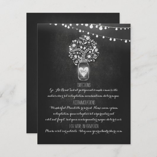 Chalkboard Mason Jar Wedding Information Kaart (Voorkant / Achterkant)