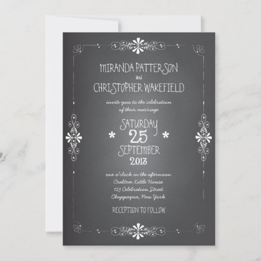 Chalkboard Mason Jar Wedding Invitation Kaart (Voorkant)