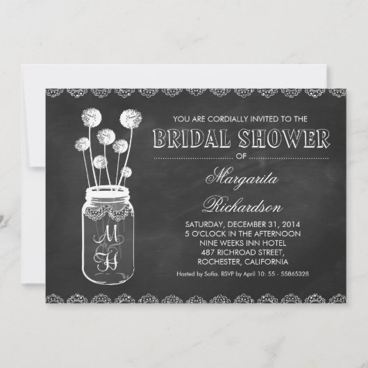 Chalkboard mason jarre nuptiale invitations à la d (Devant)