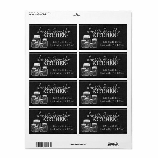 Chalkboard Mason Jars Large Labels (Full Sheet)