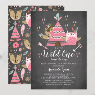 Chalkboard Meisjes Wild Een Baby shower Uitnodigin Kaart