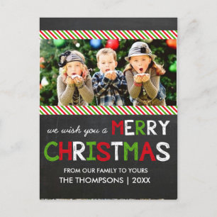 Chalkboard Merry Christmas Foto Wenskaart Feestdagenkaart