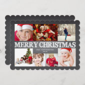 Chalkboard Merry kerstfoto Collage Feestdagenkaart (Voorkant / Achterkant)
