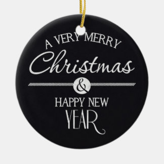 Chalkboard Merry Kerstmis en Happy Nieuwjaar Keramisch Ornament