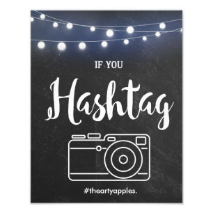 Chalkboard met verlichting Hashtag-teken Foto Afdruk