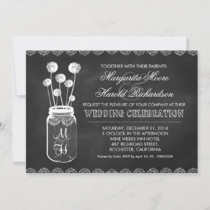 Chalkboard metselaar pot paardenbloemen bruiloft u kaart