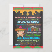 Chalkboard Mexicaine Fiesta Baby Douche invitation (Devant)