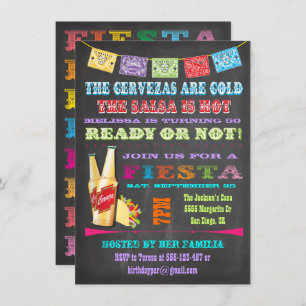 Chalkboard Mexican Fiesta Birthday Party Kaart