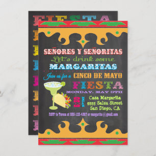 Chalkboard Mexican Fiesta Cinco de Mayo Invitation Kaart