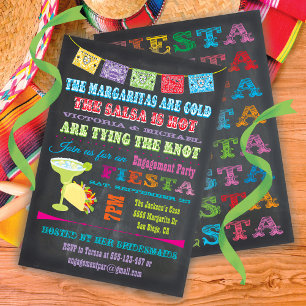 Chalkboard Mexican Fiesta Engagement Party Kaart