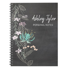 chalkboard mint floral girly gepersonaliseerd notitieboek