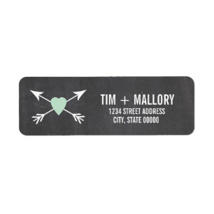 Chalkboard Mint Heart + Arrow Weddenschappen Etiket