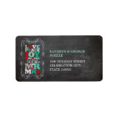 Chalkboard Mistletoe 1e kerstadres Etiket (Voorkant)