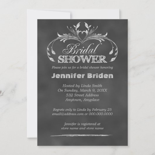 Chalkboard Modern Bridal Shower Invitations Kaart (Voorkant)
